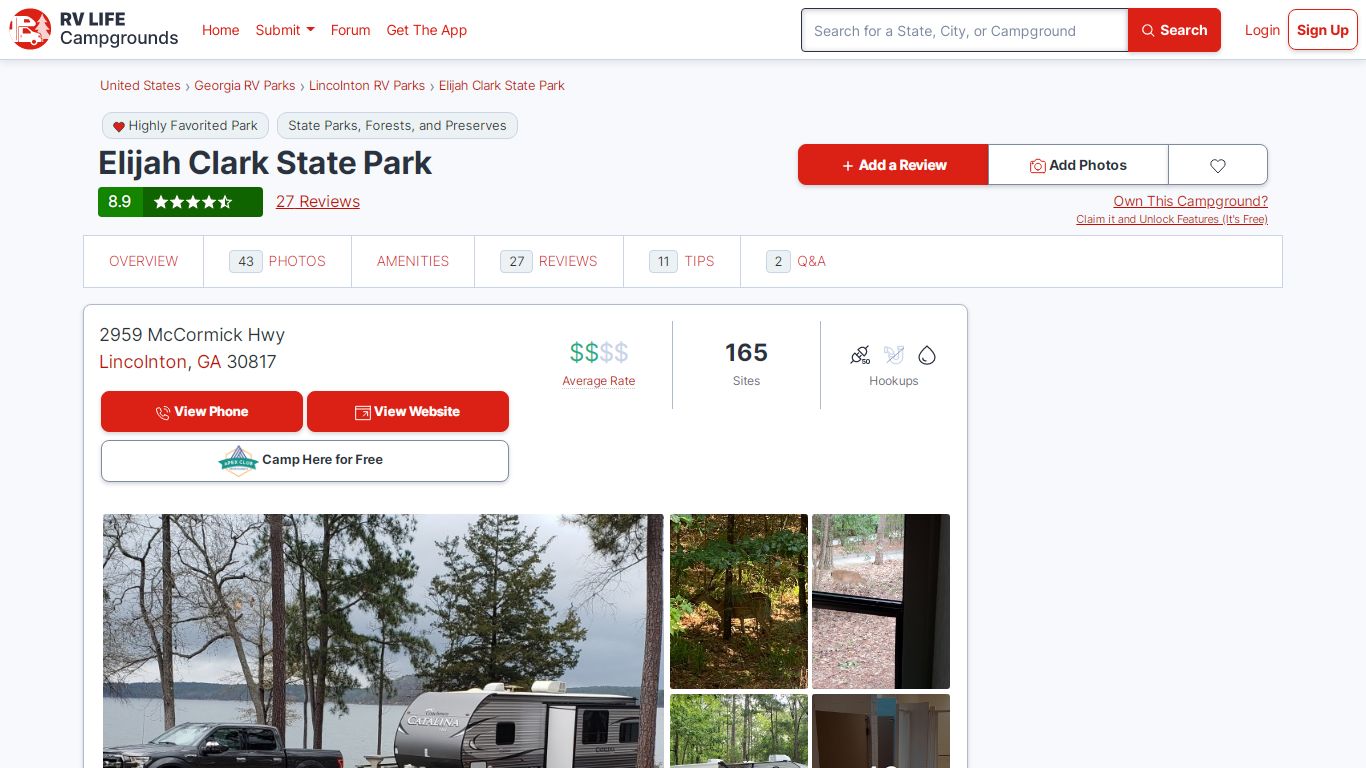 Elijah Clark State Park - Lincolnton, Georgia - RV LIFE